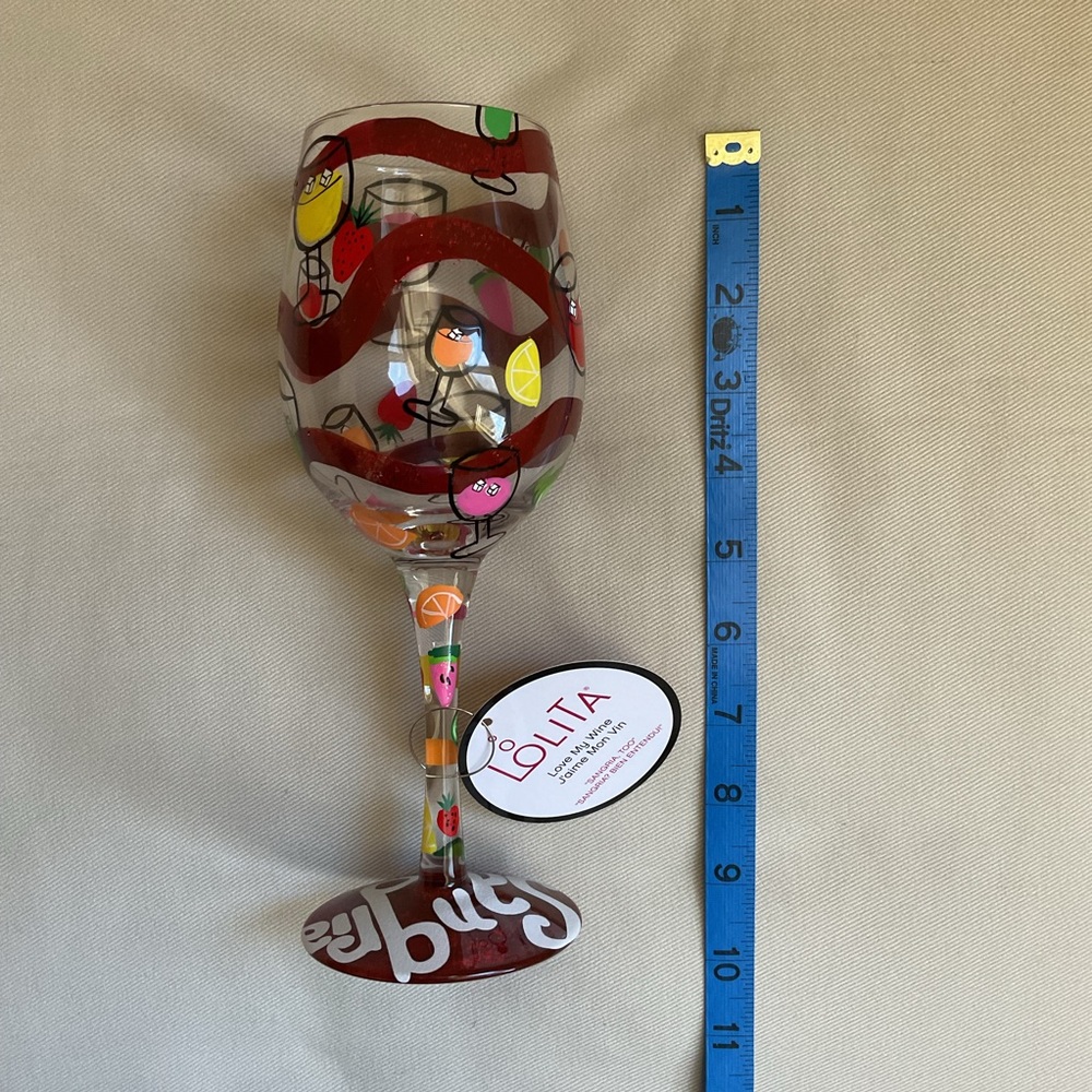 Lolita “Sangria Too” Hand Painted Artisan 15oz Wine Glass in Gift Box NWT - Picture 8 of 8